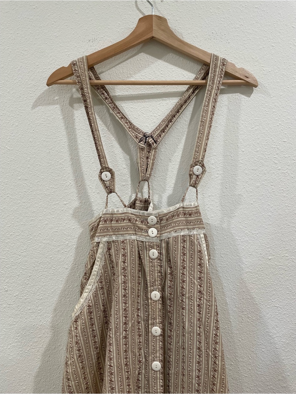 Vintage 70s Gunne Sax Floral Lace Prairie Suspender Dress Ruffle Cottagecore XS - Picture 2 of 12